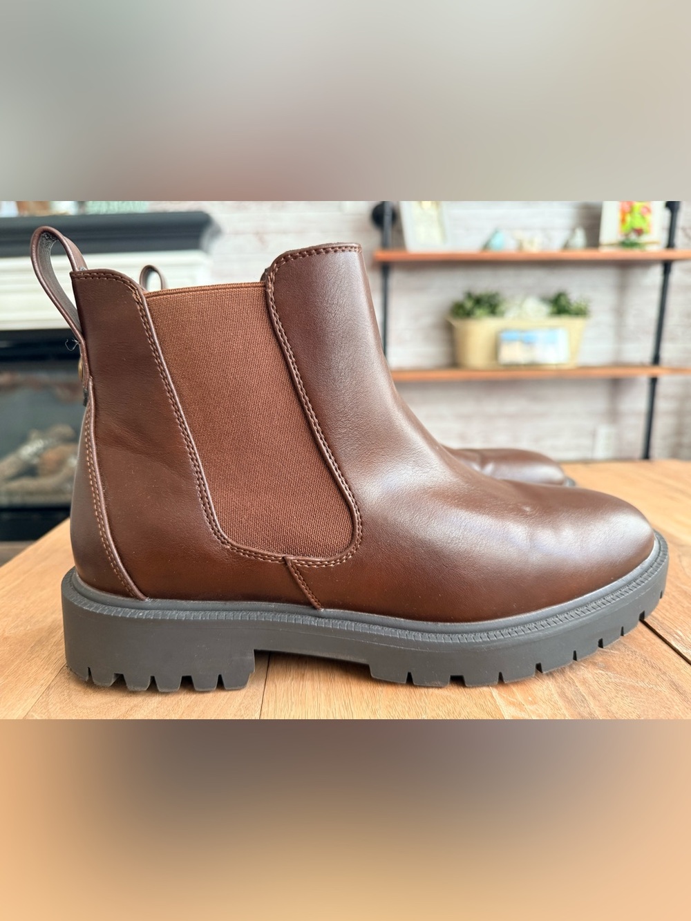 Dream Pairs Brown Chelsea Lug Sole Ankle Boots